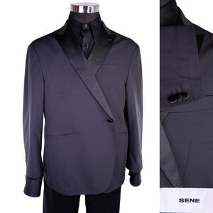 Sene Solid Gray Tuxedo Blazer Unstructured Blazer Jacket Coat Size 50XS EUC